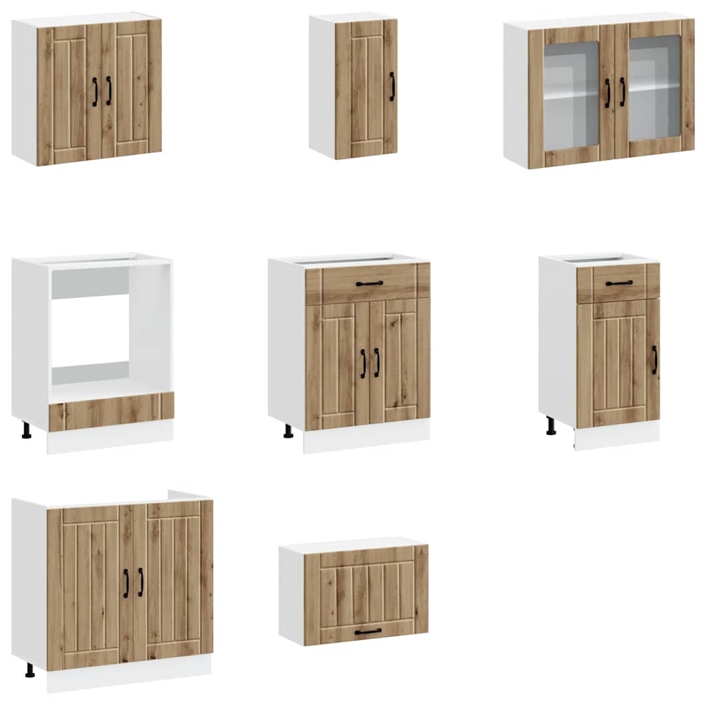8 Piece Kitchen Cabinet Set Kalmar Artisan Oak Engineered Wood