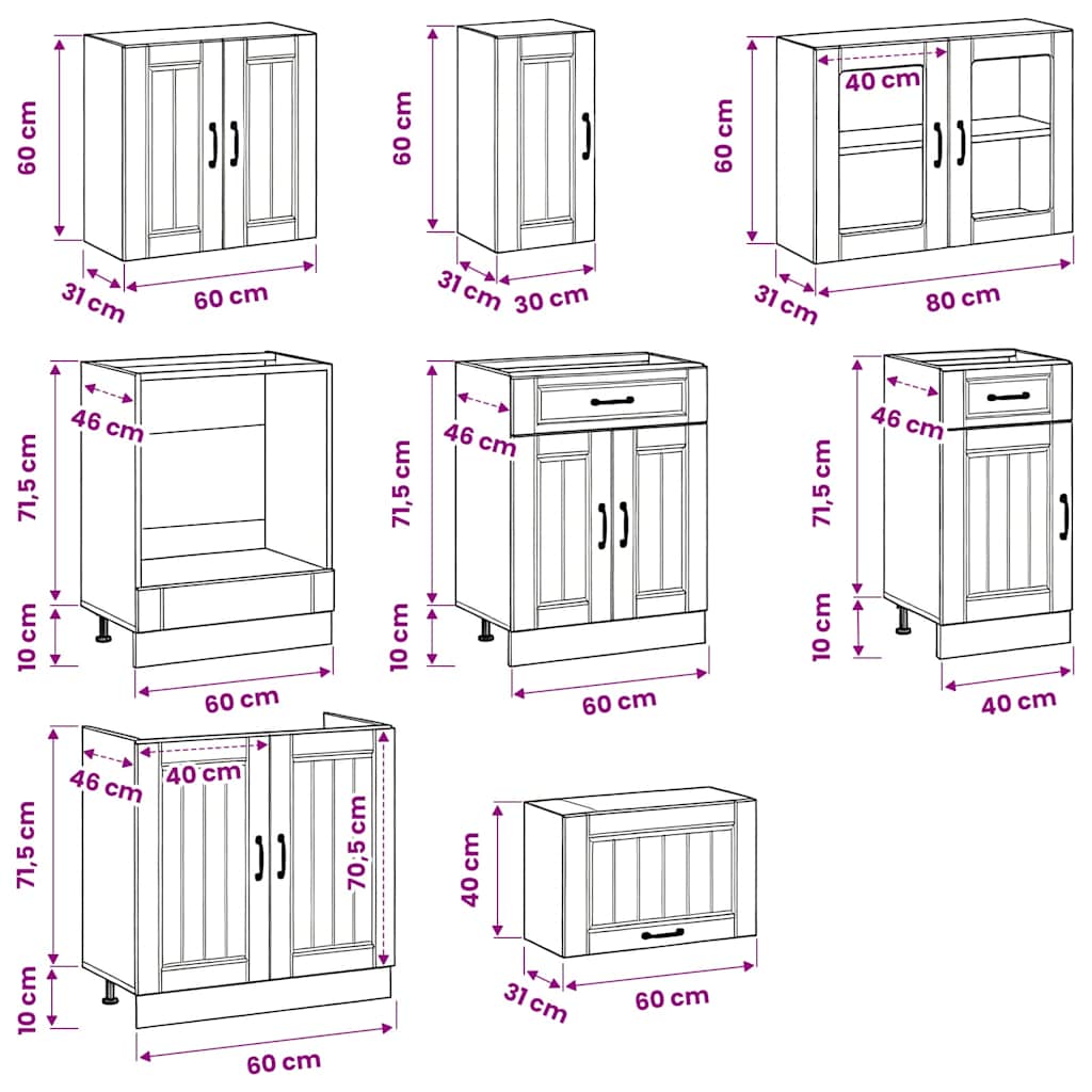 8 Piece Kitchen Cabinet Set Kalmar Artisan Oak Engineered Wood