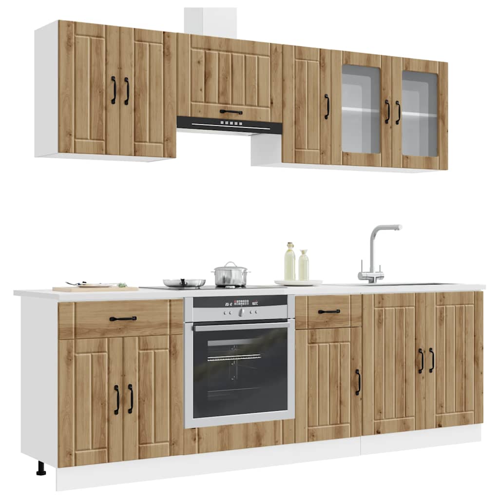 8 Piece Kitchen Cabinet Set Kalmar Artisan Oak Engineered Wood
