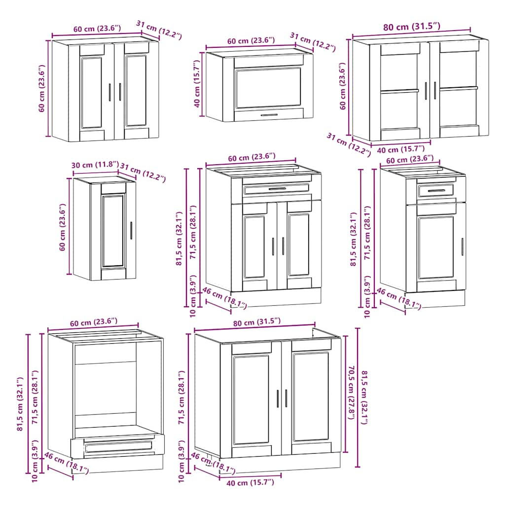 vidaXL 8 Piece Kitchen Cabinet Set Kalmar White Engineered Wood