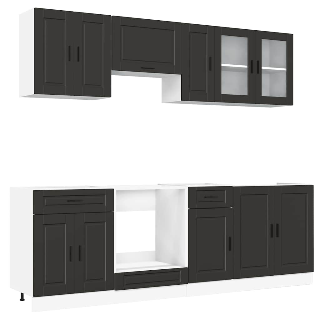 vidaXL 8 Piece Kitchen Cabinet Set Kalmar Black Engineered Wood