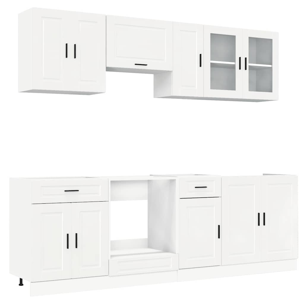 vidaXL 8 Piece Kitchen Cabinet Set Kalmar High Gloss White Engineered Wood