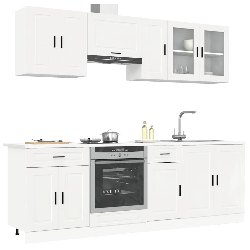 vidaXL 8 Piece Kitchen Cabinet Set Kalmar High Gloss White Engineered Wood