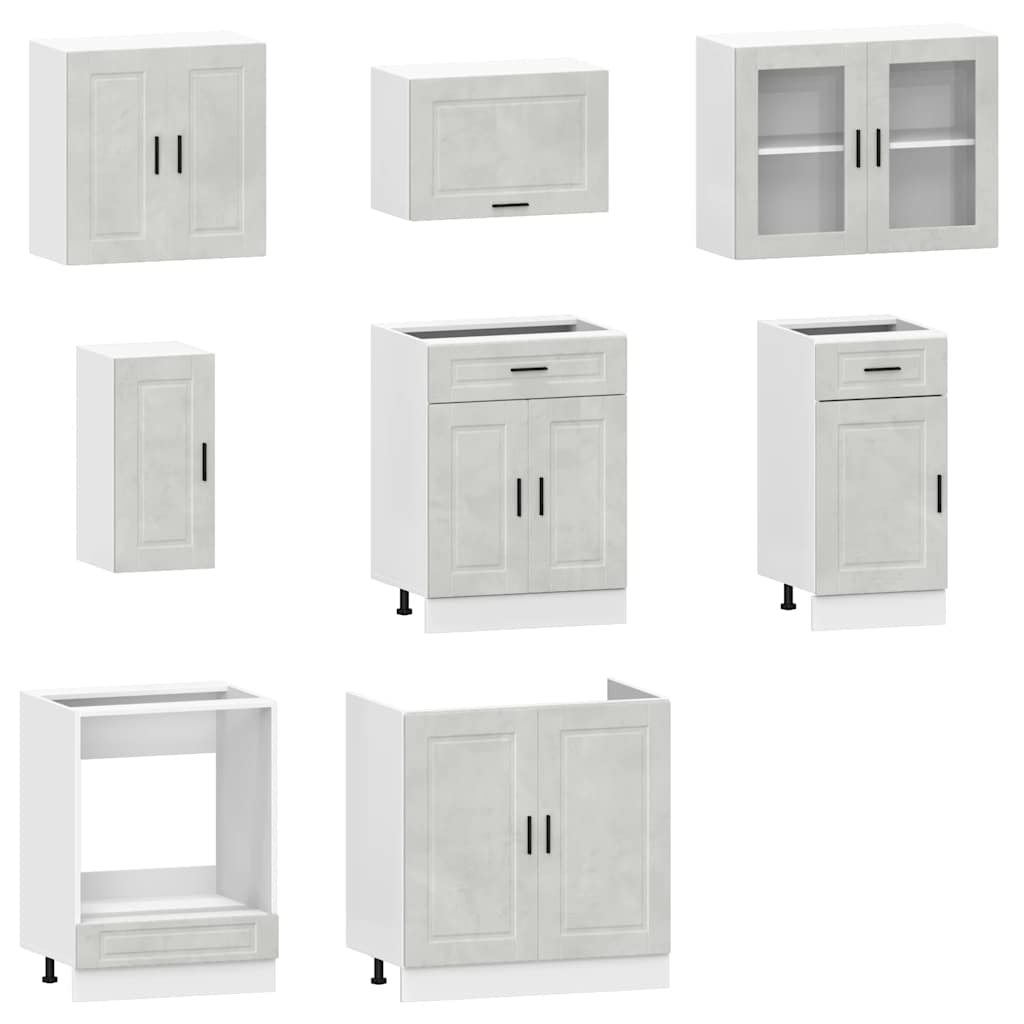 vidaXL 8 Piece Kitchen Cabinet Set Kalmar Concrete Grey Engineered Wood