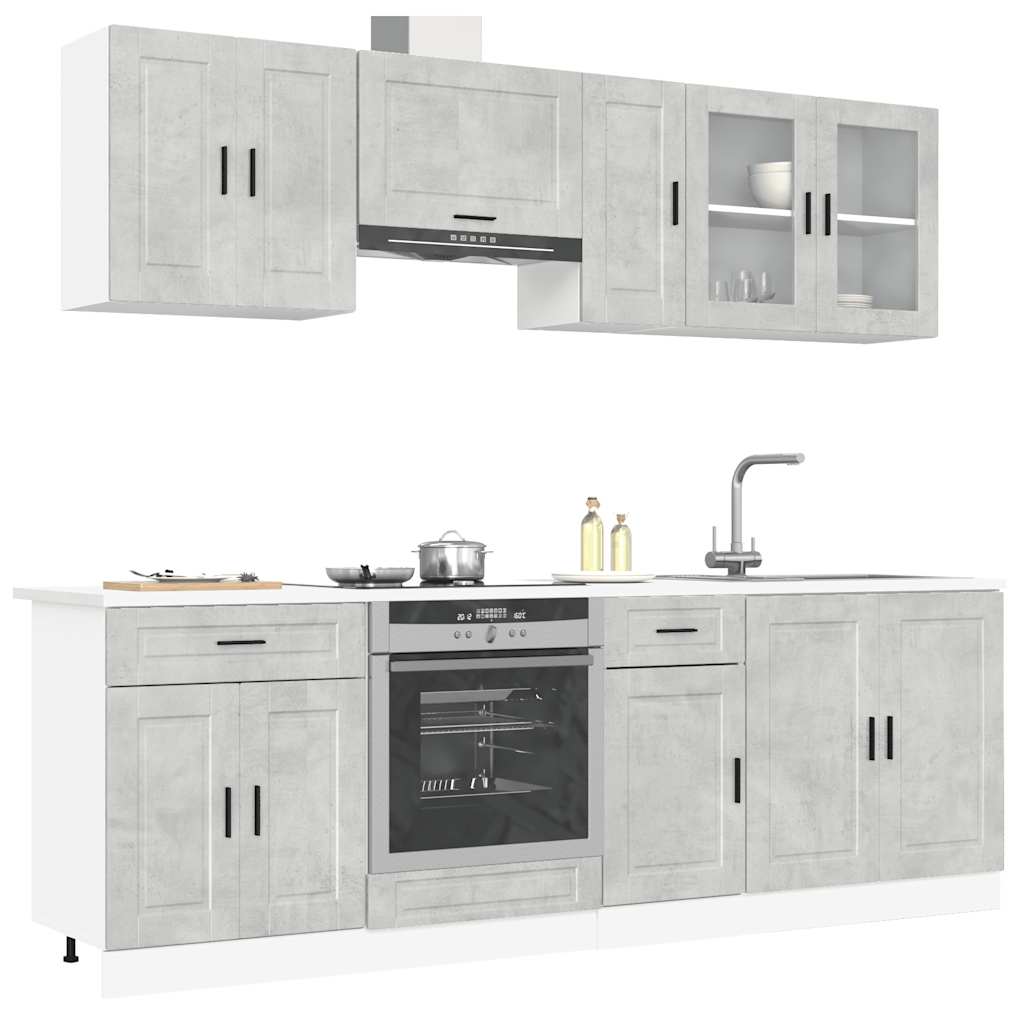 vidaXL 8 Piece Kitchen Cabinet Set Kalmar Concrete Grey Engineered Wood