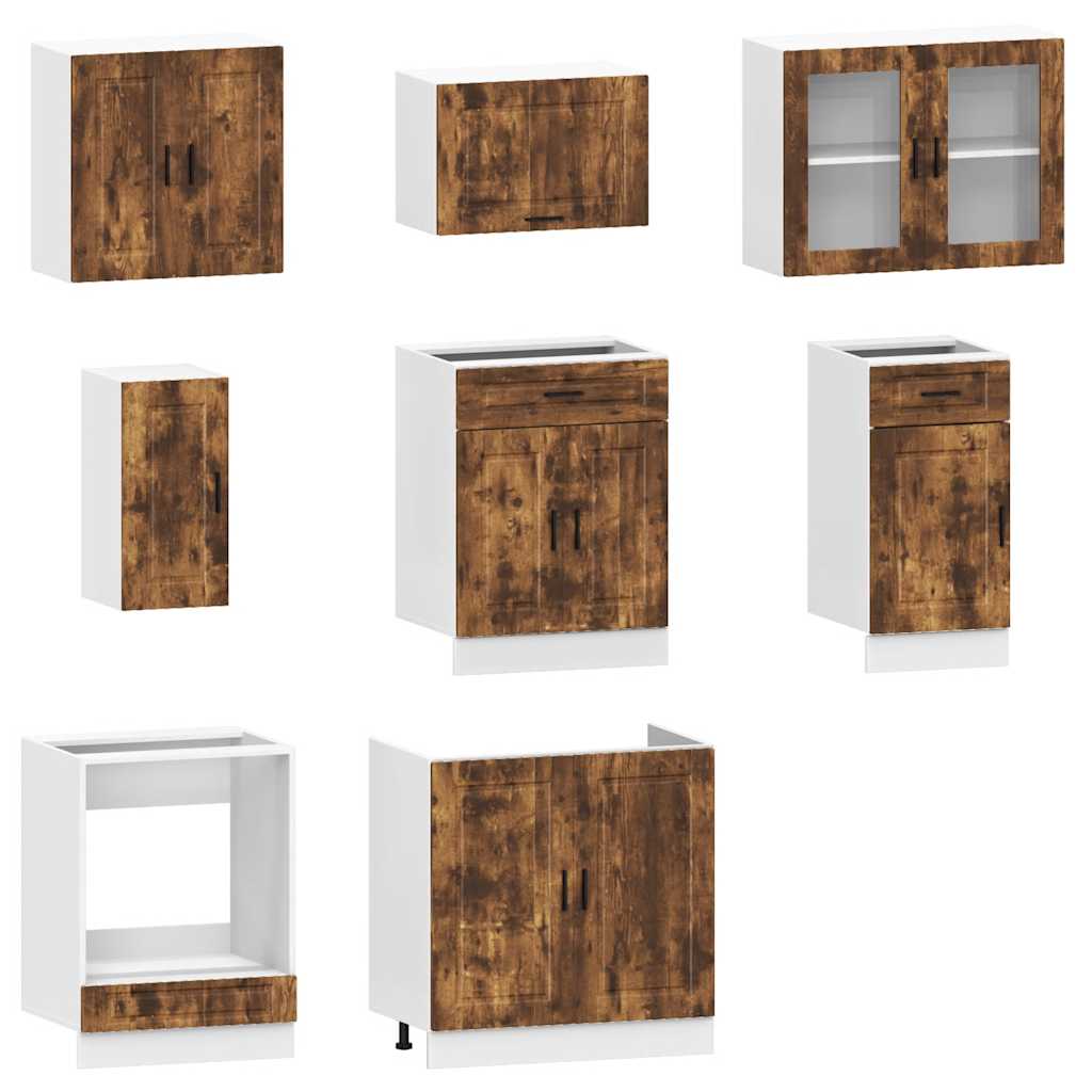 vidaXL 8 Piece Kitchen Cabinet Set Kalmar Smoked Oak Engineered Wood