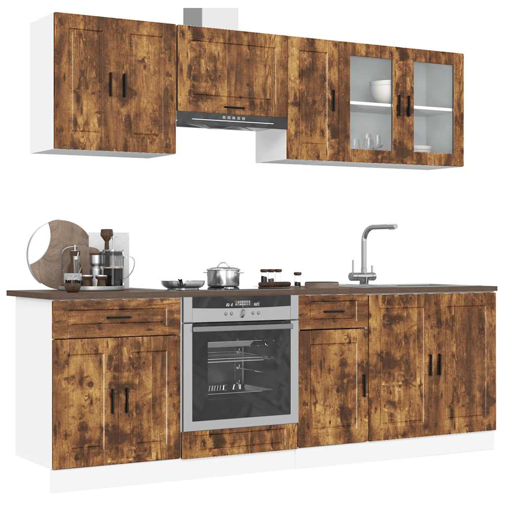 vidaXL 8 Piece Kitchen Cabinet Set Kalmar Smoked Oak Engineered Wood