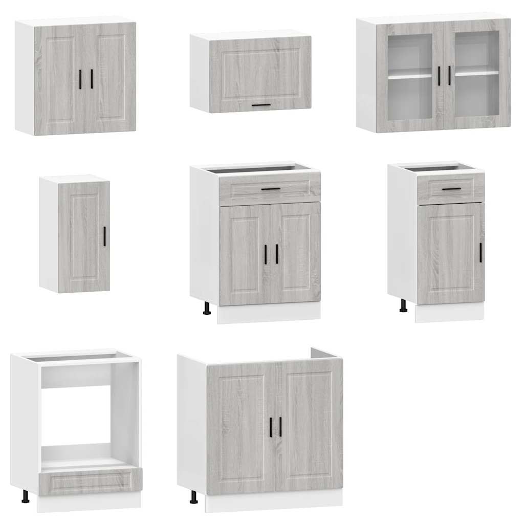 vidaXL 8 Piece Kitchen Cabinet Set Kalmar Grey Sonoma Engineered Wood