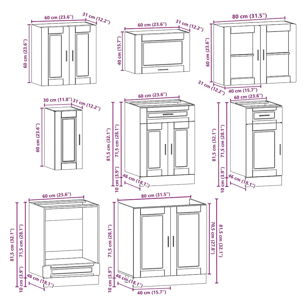 vidaXL 8 Piece Kitchen Cabinet Set Kalmar Grey Sonoma Engineered Wood