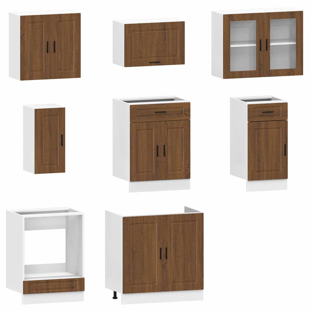 vidaXL 8 Piece Kitchen Cabinet Set Kalmar Brown Oak Engineered Wood