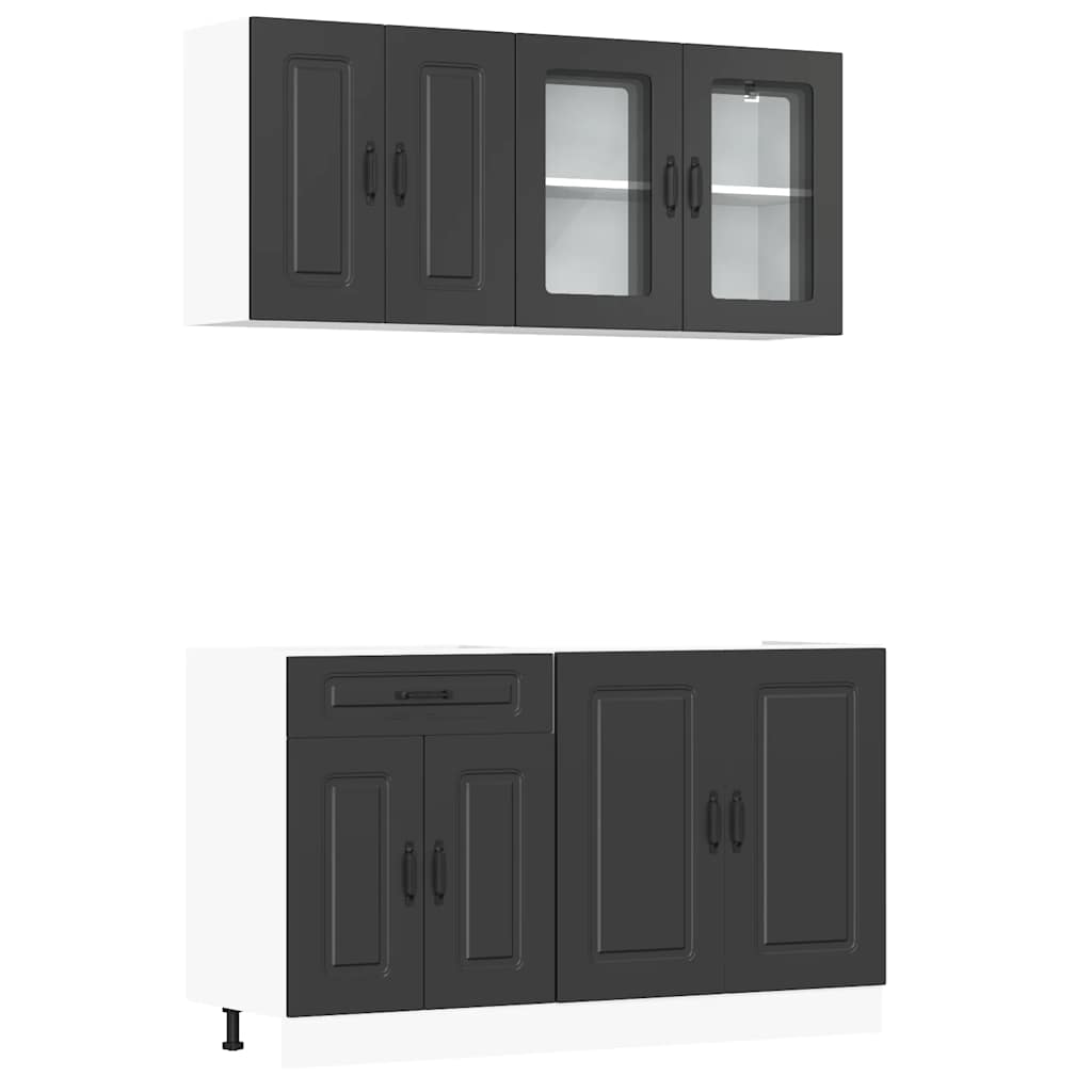 vidaXL 4 Piece Kitchen Cabinet Set Kalmar Black Engineered Wood