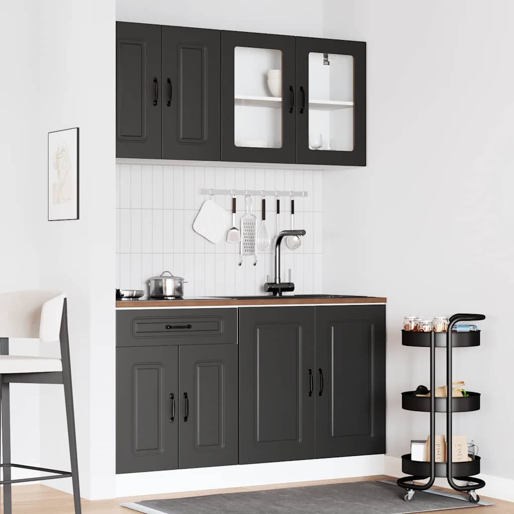 vidaXL 4 Piece Kitchen Cabinet Set Kalmar Black Engineered Wood