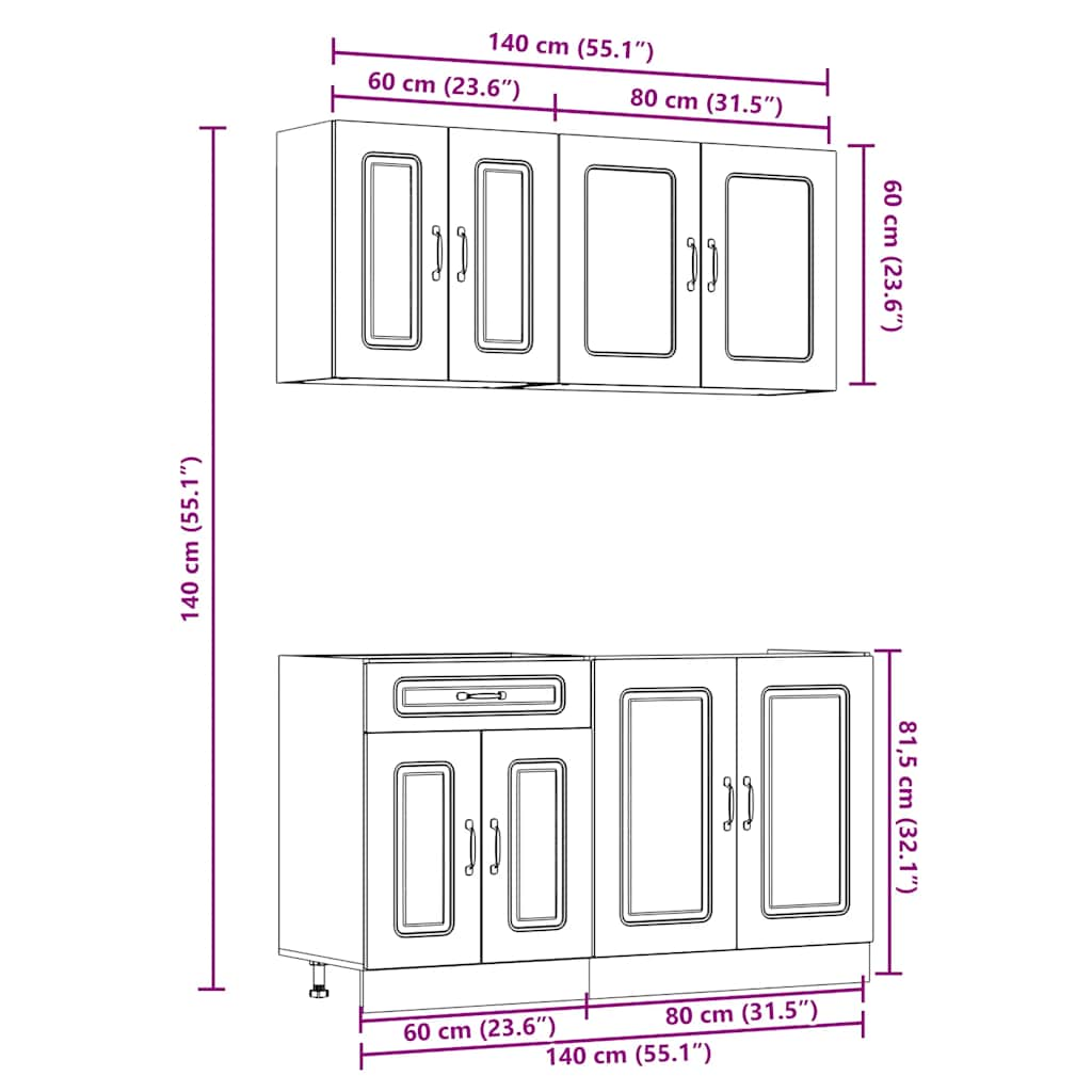 vidaXL 4 Piece Kitchen Cabinet Set Kalmar Black Engineered Wood