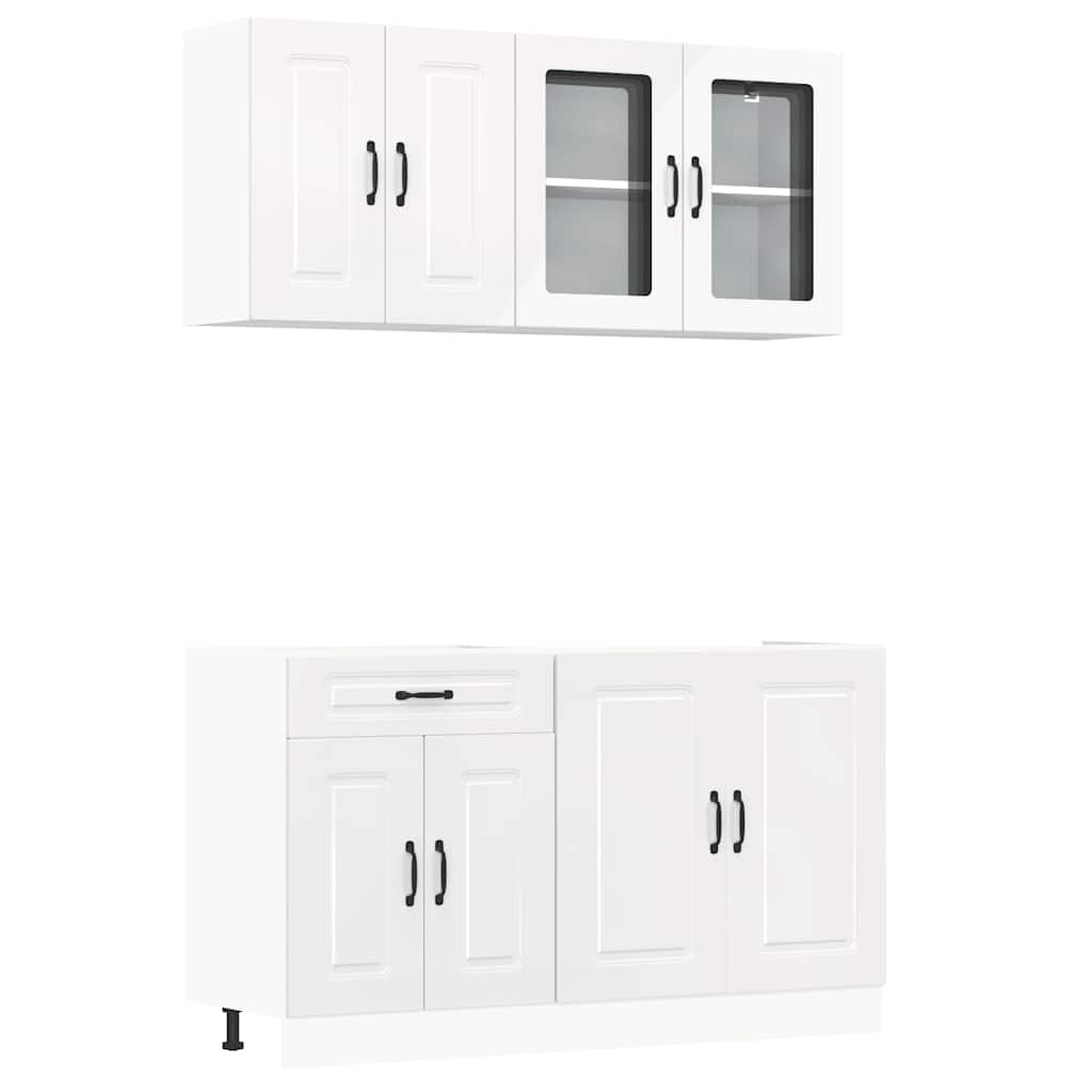 vidaXL 4 Piece Kitchen Cabinet Set Kalmar High Gloss White Engineered Wood