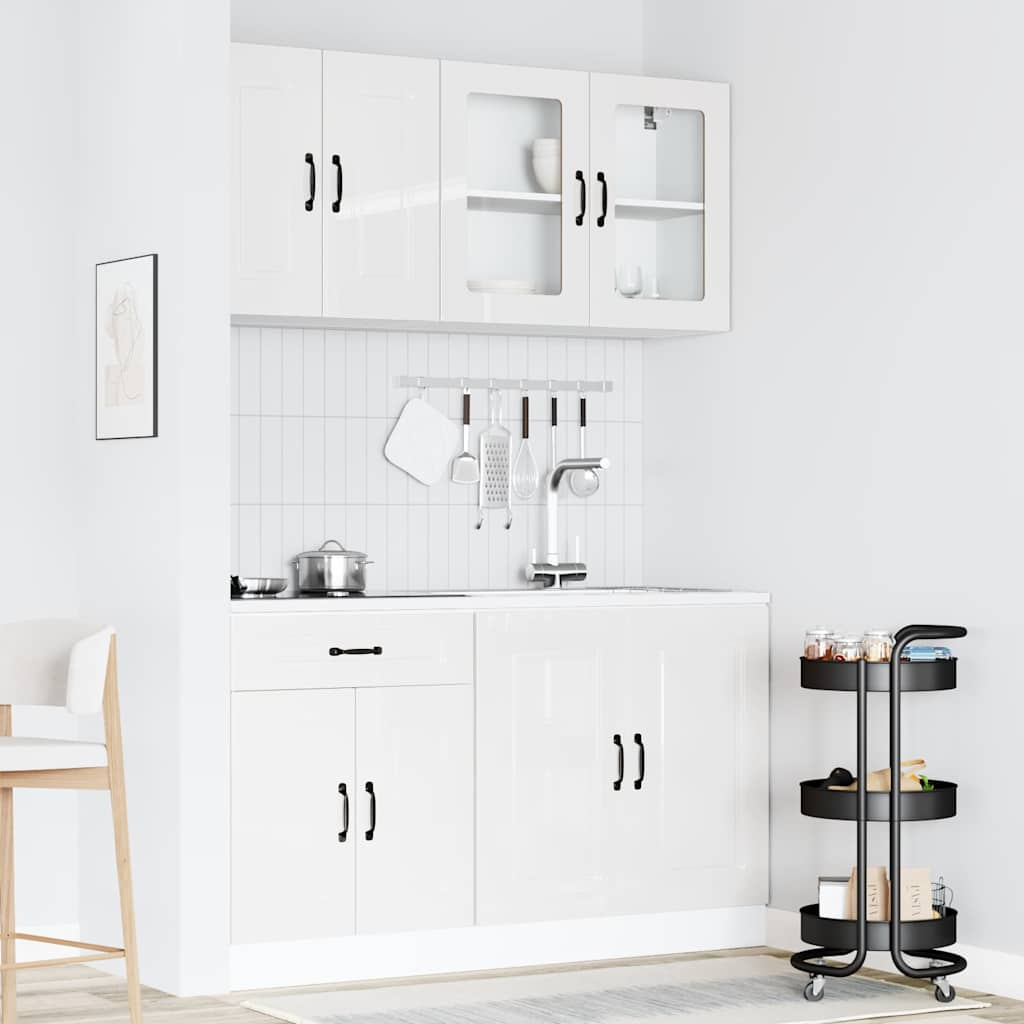 vidaXL 4 Piece Kitchen Cabinet Set Kalmar High Gloss White Engineered Wood