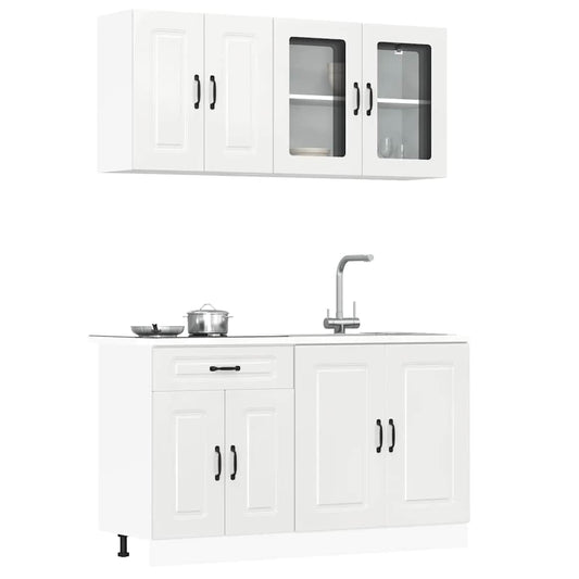 vidaXL 4 Piece Kitchen Cabinet Set Kalmar High Gloss White Engineered Wood