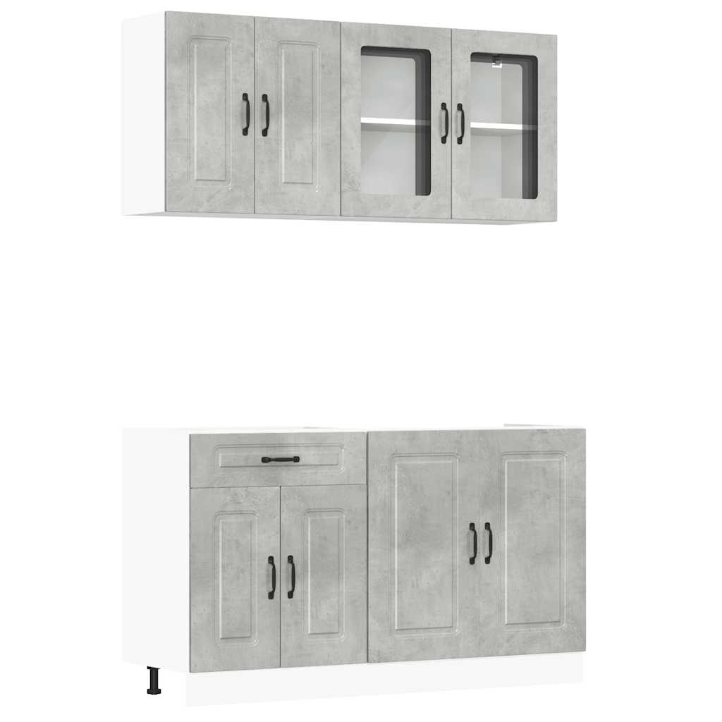 vidaXL 4 Piece Kitchen Cabinet Set Kalmar Concrete Grey Engineered Wood