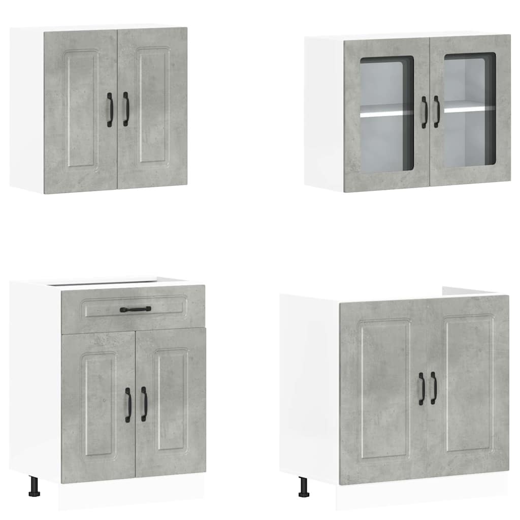 vidaXL 4 Piece Kitchen Cabinet Set Kalmar Concrete Grey Engineered Wood