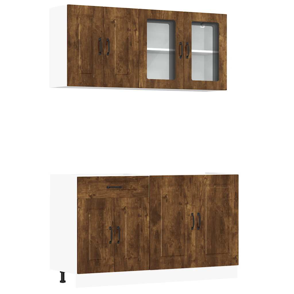 vidaXL 4 Piece Kitchen Cabinet Set Kalmar Smoked Oak Engineered Wood