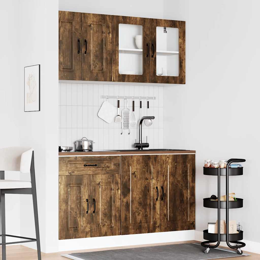 vidaXL 4 Piece Kitchen Cabinet Set Kalmar Smoked Oak Engineered Wood