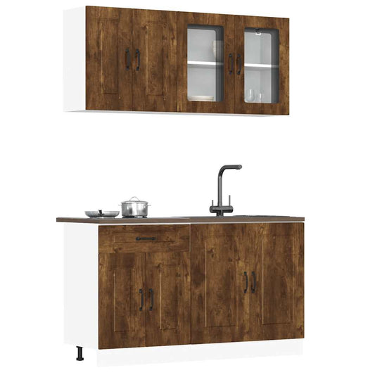 vidaXL 4 Piece Kitchen Cabinet Set Kalmar Smoked Oak Engineered Wood