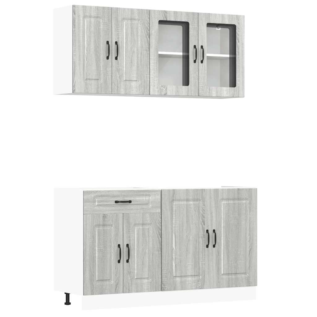 vidaXL 4 Piece Kitchen Cabinet Set Kalmar Grey Sonoma Engineered Wood