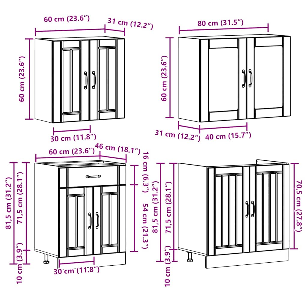 vidaXL 4 Piece Kitchen Cabinet Set Kalmar White Engineered Wood