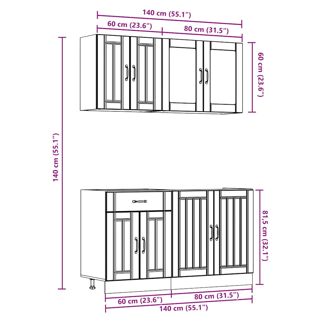 vidaXL 4 Piece Kitchen Cabinet Set Kalmar White Engineered Wood