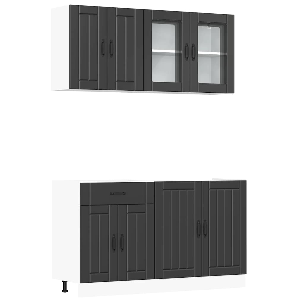 vidaXL 4 Piece Kitchen Cabinet Set Kalmar Black Engineered Wood