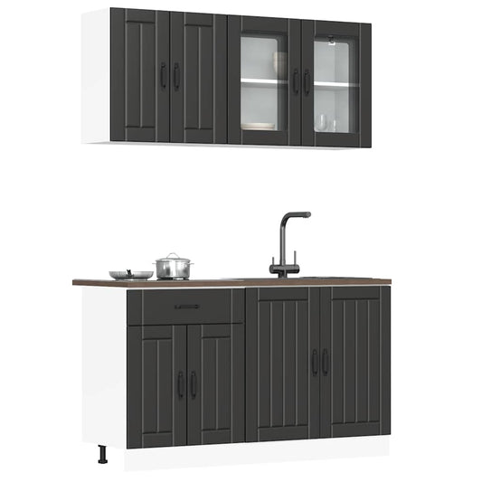 vidaXL 4 Piece Kitchen Cabinet Set Kalmar Black Engineered Wood