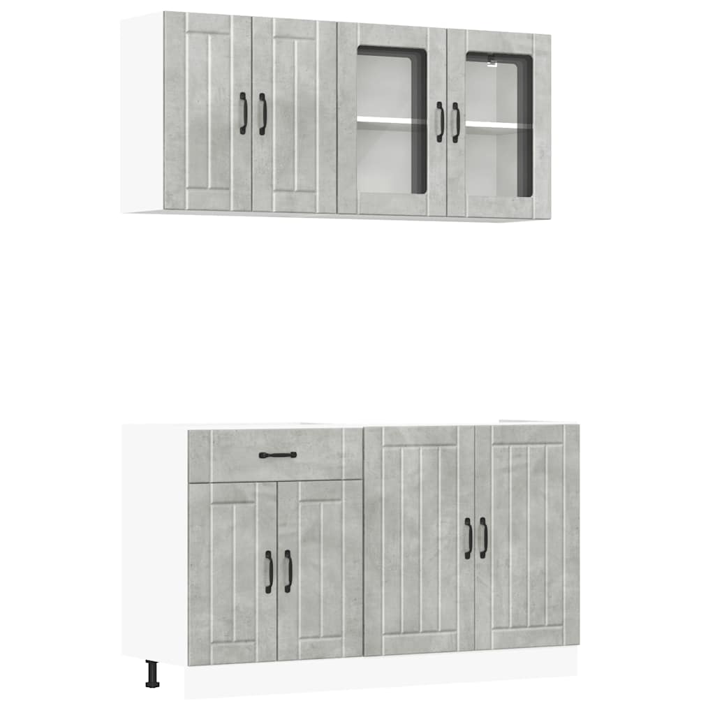 vidaXL 4 Piece Kitchen Cabinet Set Kalmar Concrete Grey Engineered Wood