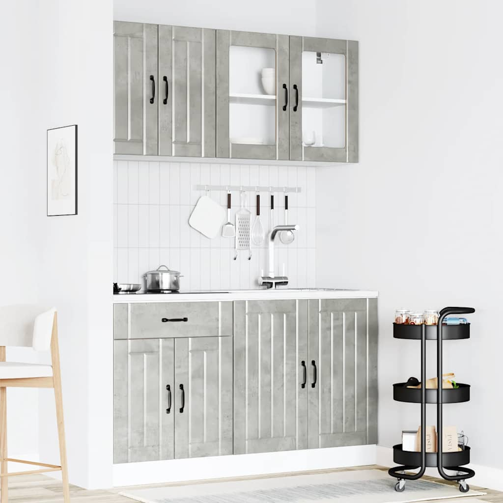 vidaXL 4 Piece Kitchen Cabinet Set Kalmar Concrete Grey Engineered Wood