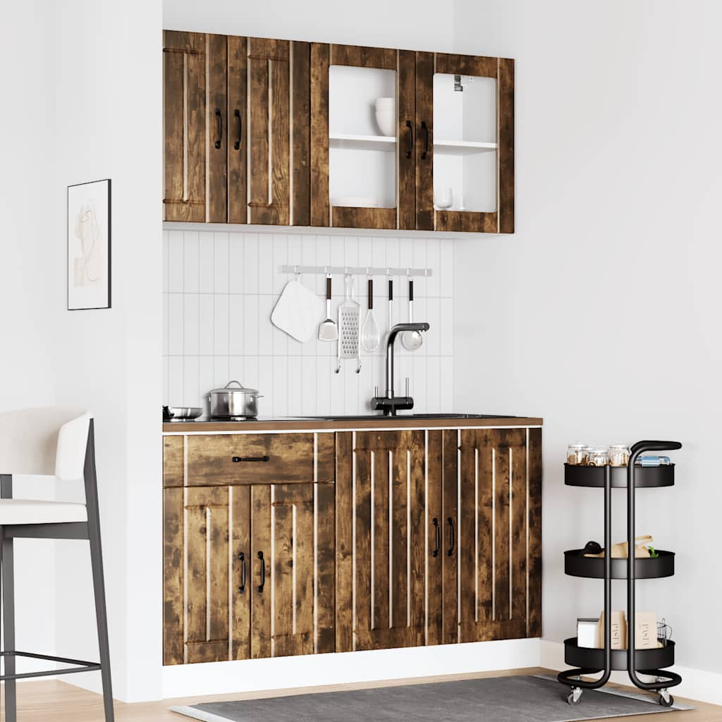 vidaXL 4 Piece Kitchen Cabinet Set Kalmar Smoked Oak Engineered Wood