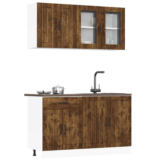 vidaXL 4 Piece Kitchen Cabinet Set Kalmar Smoked Oak Engineered Wood