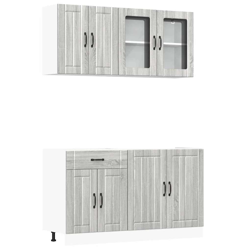 vidaXL 4 Piece Kitchen Cabinet Set Kalmar Grey Sonoma Engineered Wood