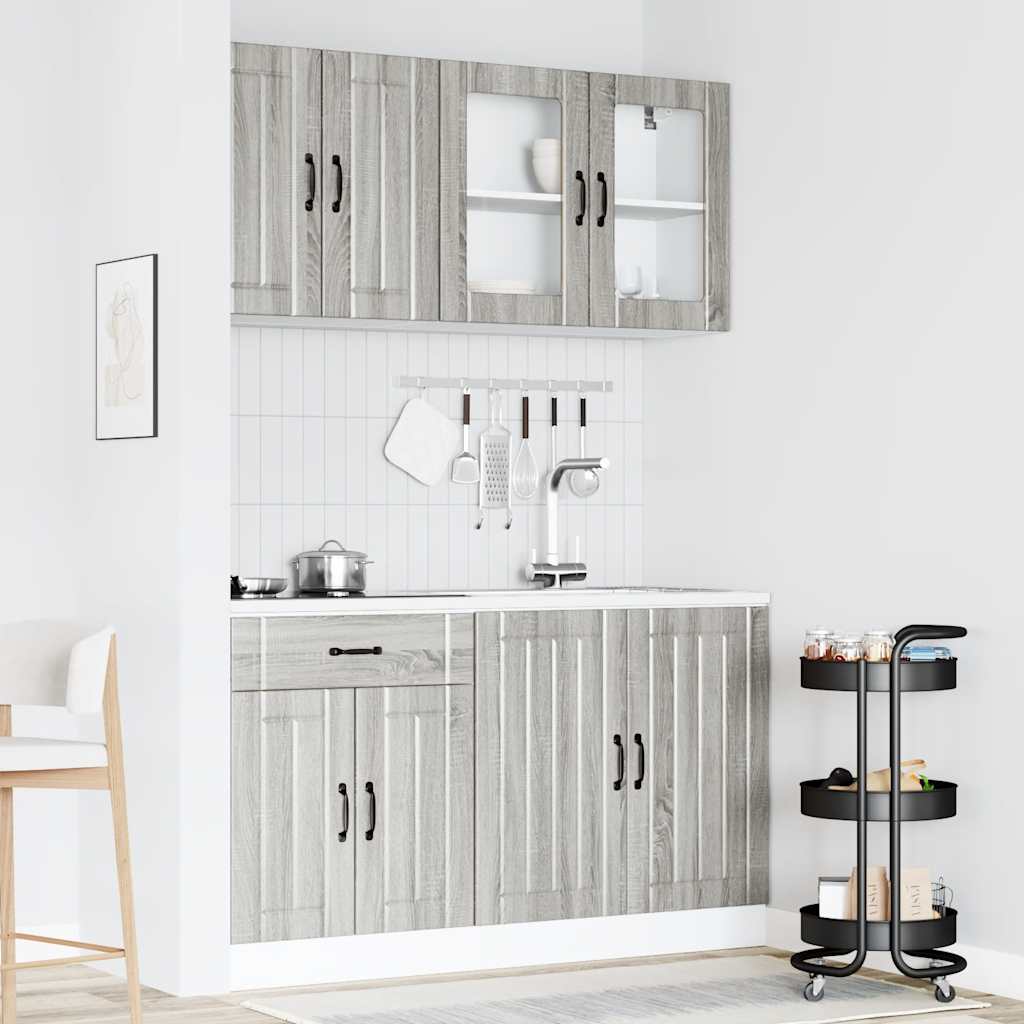 vidaXL 4 Piece Kitchen Cabinet Set Kalmar Grey Sonoma Engineered Wood