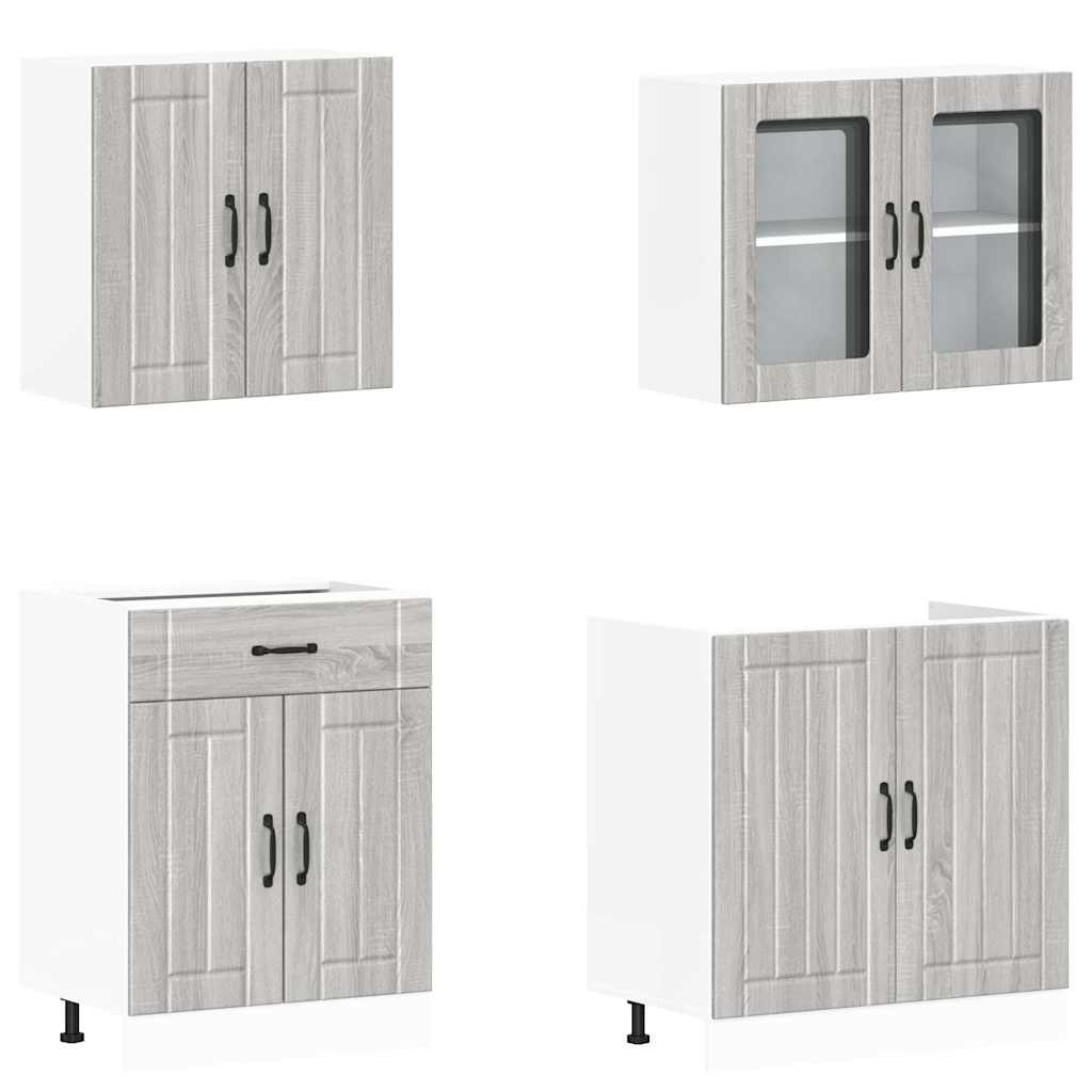 vidaXL 4 Piece Kitchen Cabinet Set Kalmar Grey Sonoma Engineered Wood