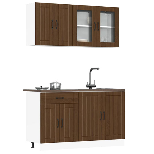 vidaXL 4 Piece Kitchen Cabinet Set Kalmar Brown Oak Engineered Wood