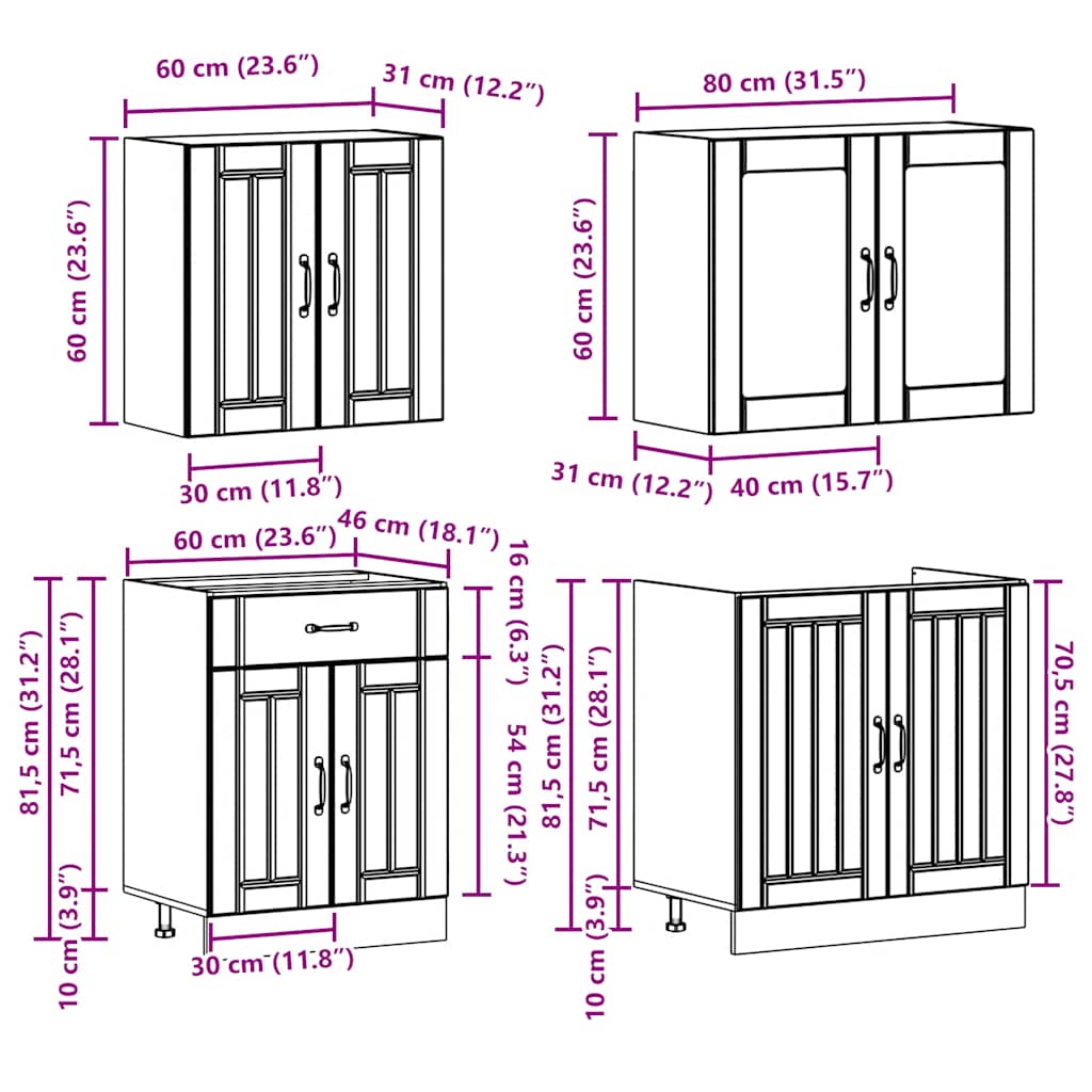 vidaXL 4 Piece Kitchen Cabinet Set Kalmar Old Wood Engineered Wood