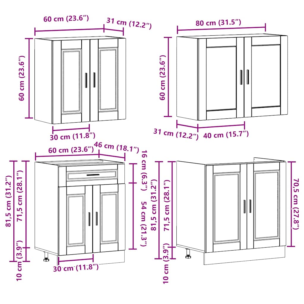 vidaXL 4 Piece Kitchen Cabinet Set Kalmar White Engineered Wood