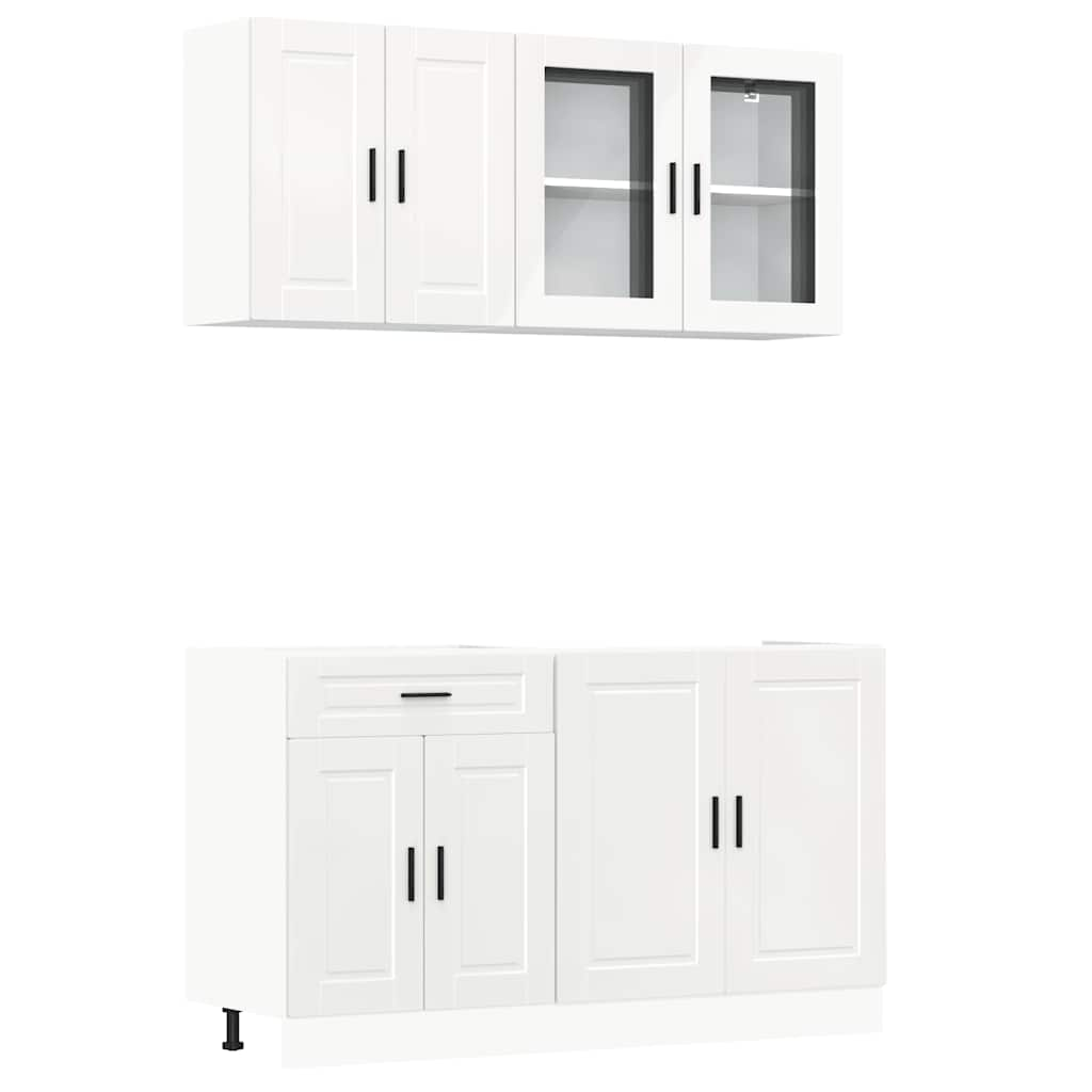 vidaXL 4 Piece Kitchen Cabinet Set Kalmar High Gloss White Engineered Wood