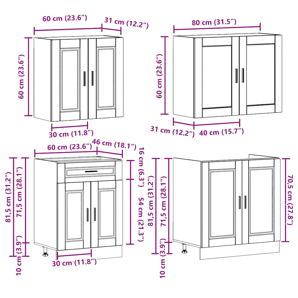 vidaXL 4 Piece Kitchen Cabinet Set Kalmar High Gloss White Engineered Wood