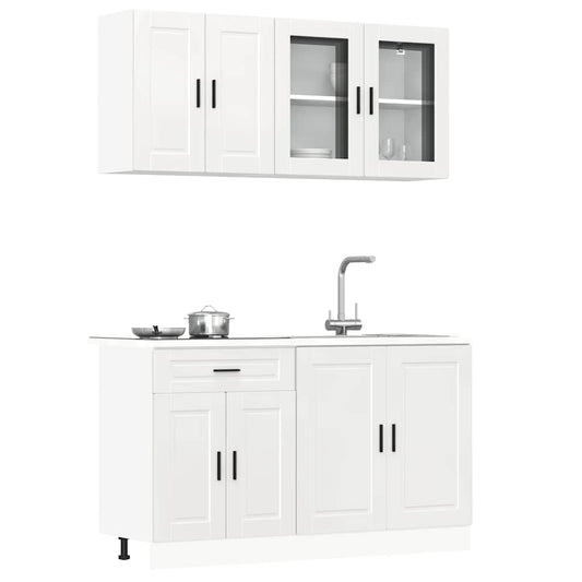 vidaXL 4 Piece Kitchen Cabinet Set Kalmar High Gloss White Engineered Wood