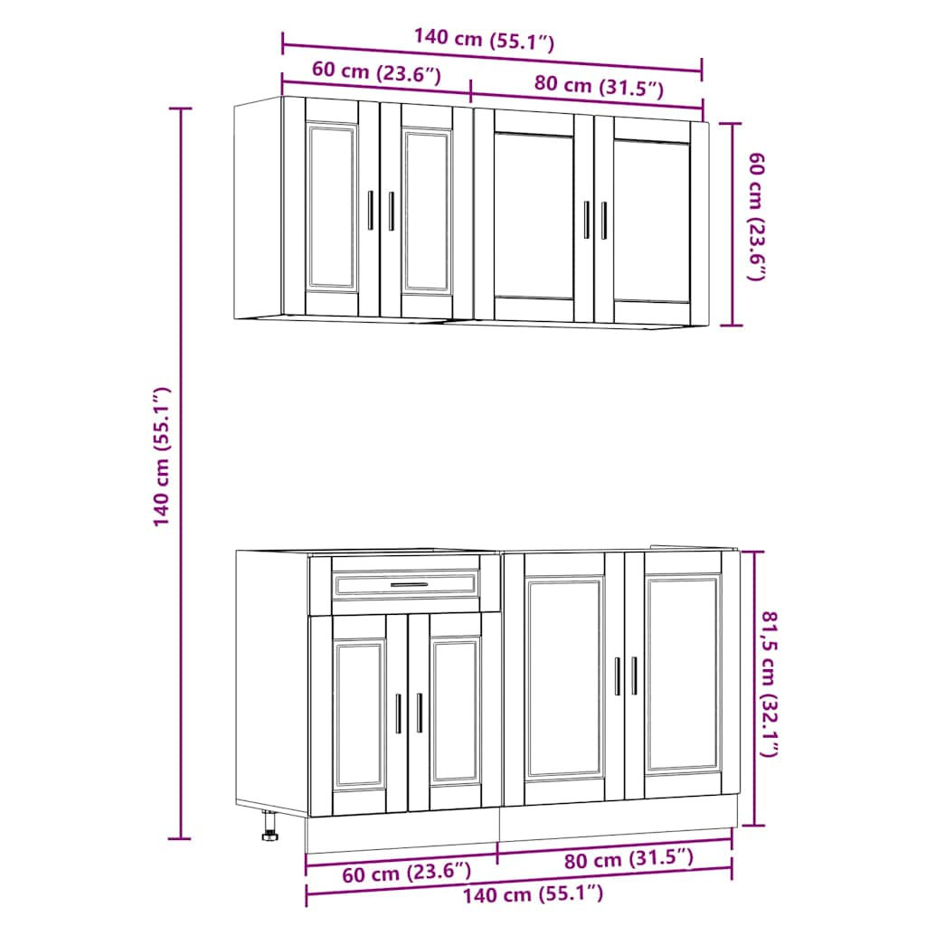 vidaXL 4 Piece Kitchen Cabinet Set Kalmar Concrete Grey Engineered Wood