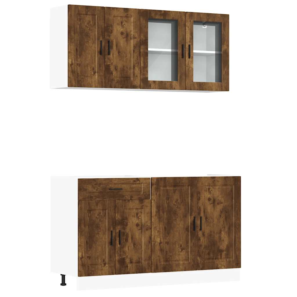 vidaXL 4 Piece Kitchen Cabinet Set Kalmar Smoked Oak Engineered Wood