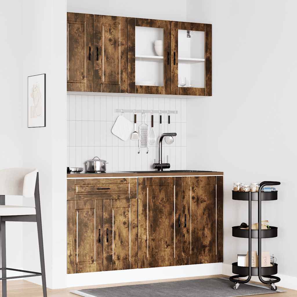 vidaXL 4 Piece Kitchen Cabinet Set Kalmar Smoked Oak Engineered Wood