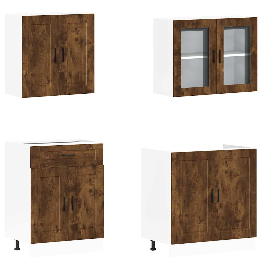 vidaXL 4 Piece Kitchen Cabinet Set Kalmar Smoked Oak Engineered Wood