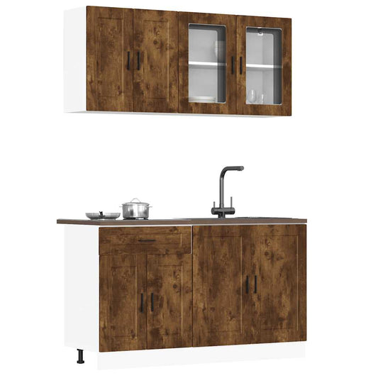 vidaXL 4 Piece Kitchen Cabinet Set Kalmar Smoked Oak Engineered Wood