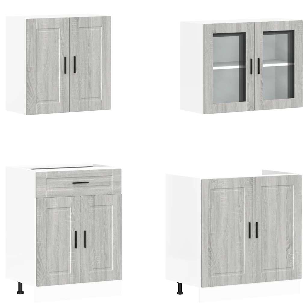 vidaXL 4 Piece Kitchen Cabinet Set Kalmar Grey Sonoma Engineered Wood