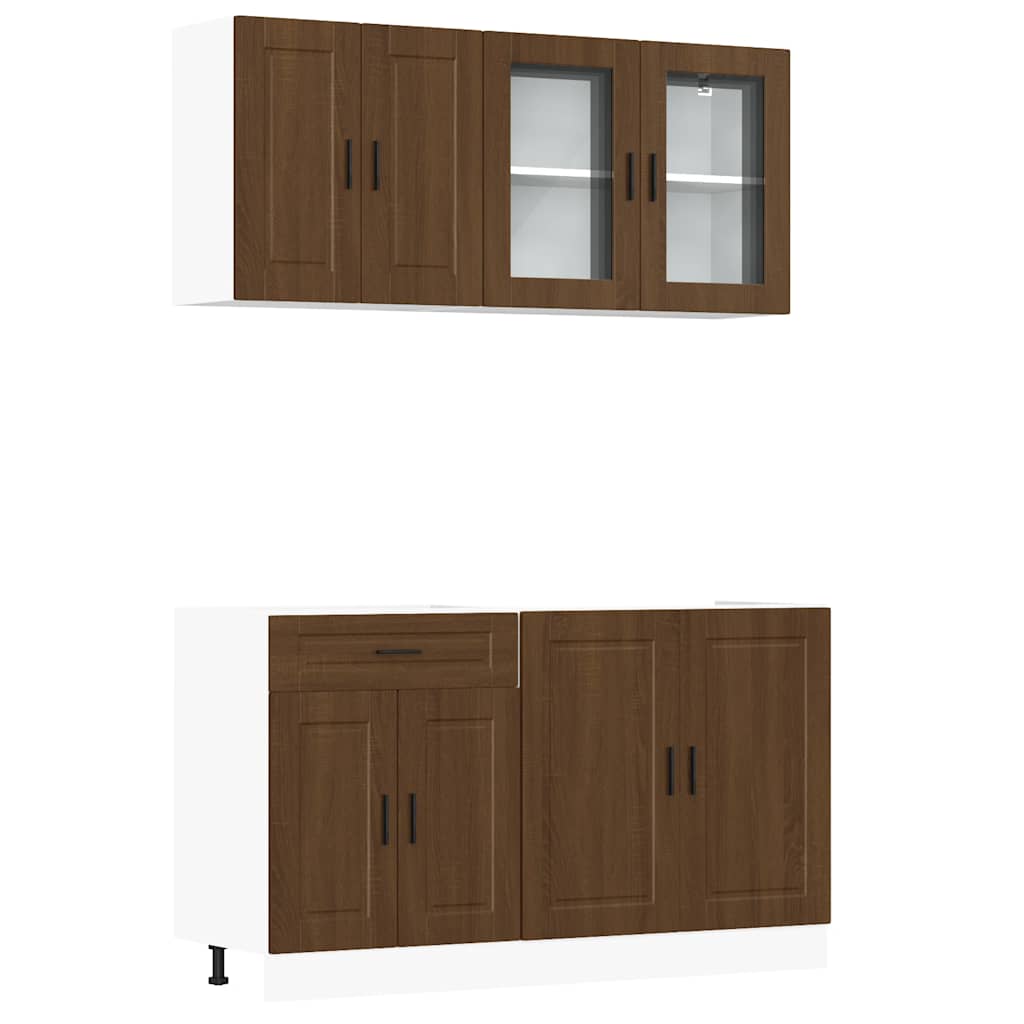 vidaXL 4 Piece Kitchen Cabinet Set Kalmar Brown Oak Engineered Wood